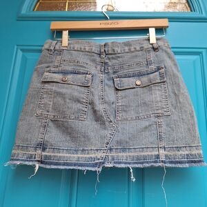 Denim Skirt Cargo Pockets Distressed Jean Skirts